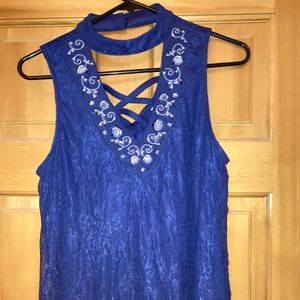 Miami high neck blue blouse